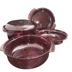 Vintage Tupperware Tupperwave 200C Cranberry 5 Piece Microwave Stack Cooker Set